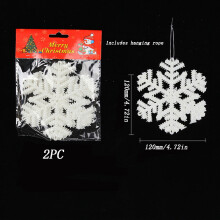 Décorations de sapin de Noël en forme de flocons de neige, ornements en plastique blanc pailleté en forme de flocons de neige pour une ambiance