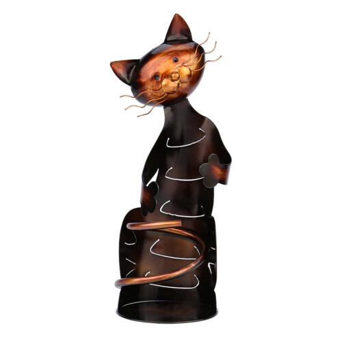 Casier à vin en forme de chat, structure en fer, 1 bouteille