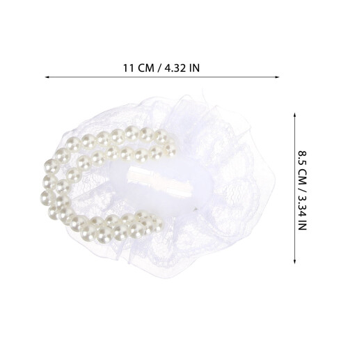 Conjunto de pulseira de noiva estilo corsage com pérolas e renda (12 peças) 2