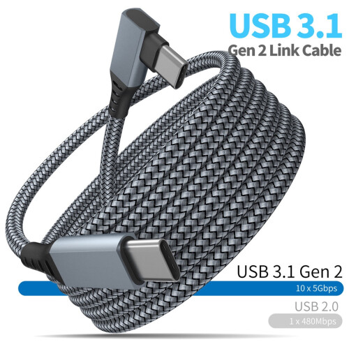 Cabo USB-C para USB-C em ângulo reto 5A6M para carregamento rápido 2