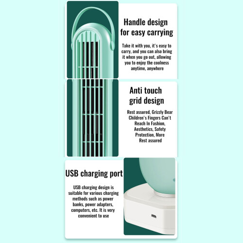 Bladeless Tower Fan Plastic Quiet Standing Cooling Fan 2