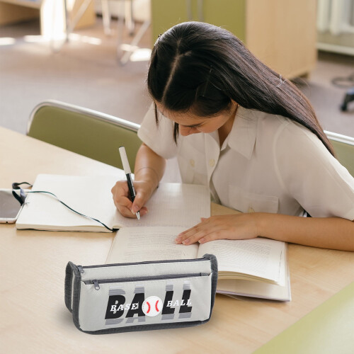 Gray pencil case large capacity stationery pouch 2