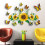 Adesivi murali Girasole con farfalla 3D, impermeabili e 7