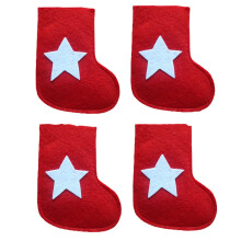 Bolsas portacubiertos navideñas con diseño de calcetín (4 unidades)