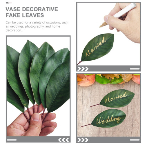 Foglie di magnolia artificiali verdi decorative, 10 pezzi 2