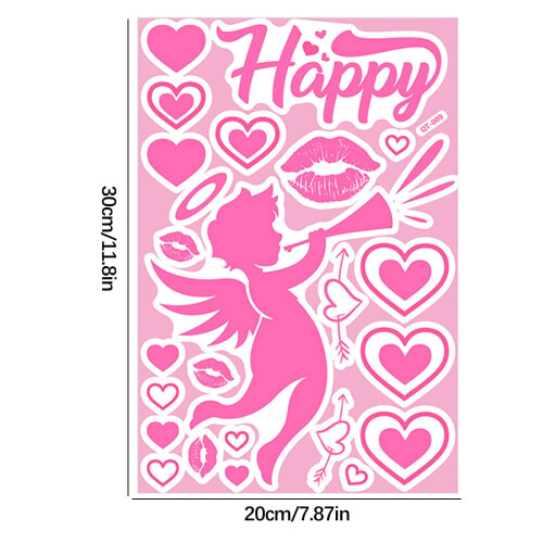 Sticker mural phosphorescent Saint-Valentin Cœur Lèvres Roses1 2