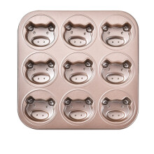 Moule à pâtisserie antiadhésif en acier inoxydable à 9 compartiments, motif ours en dessin animé
