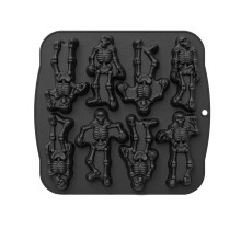 Molde de silicona con forma de esqueleto para hornear bombones de chocolate con temática de Halloween.