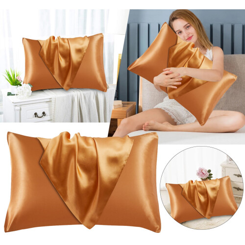 Satin pudebetræk kingsize 2 stk. kuvertlukning 1