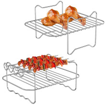 Grille pour friteuse à air Grusce en acier inoxydable, 2 pièces, carrée de 20 cm (8 pouces).