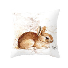 Katoenen kussensloop 18x18 inch met paashaasmotief