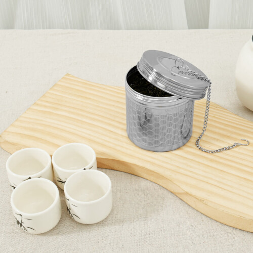 Rustfrit stål honningkage te-infuser med kæde finmasket