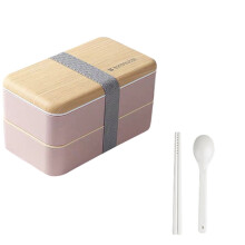 Drevená bento krabica v japonskom štýle, dvojvrstvové úschovne potravín