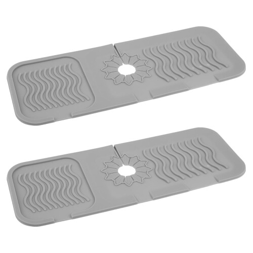 Tapis antidérapant pour robinet d'évier de cuisine (2 pièces)