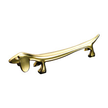 Soporte para palillos con forma de perro salchicha, aleación chapada en oro rosa y plata.