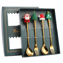 Set de tacâmuri cu ornamente de Crăciun din oțel inoxidabil, 4 piese