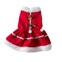 Vianočný outfit pre psa, červená sukňa, mikina s kapucňou, stredná veľkosť