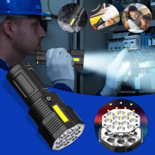 Fankiway LED-Taschenlampe, USB-aufladbar, 12 LEDs, Outdoor-Taschenlampe