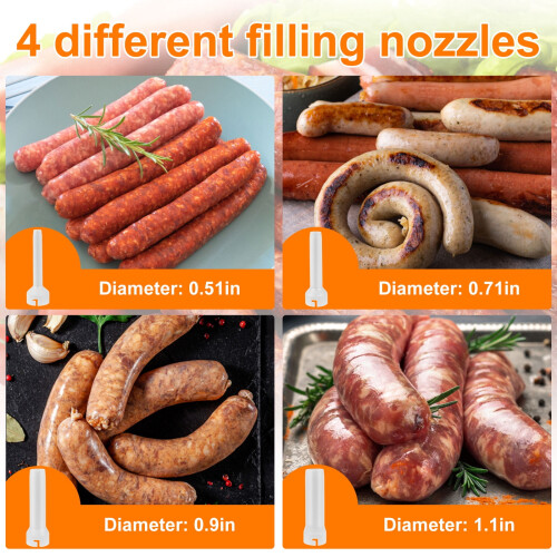 Grusce Wurstfüller mit 4 Düsen, 2,2 Pfund 2