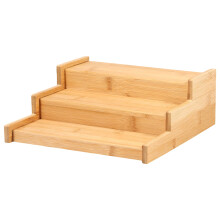 Estante ajustable de bambú para especias, ideal para armarios de cocina o escritorios.