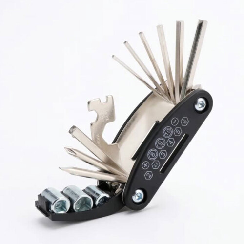 Fietsreparatieset, multitool, opvouwbaar, metaal, 2 stuks 1