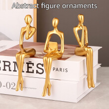 Statuette de penseur en résine Grusce dorée (3 pièces)