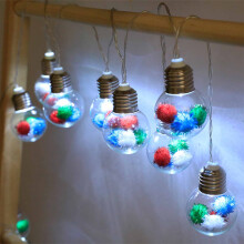 Boules de Noël en velours avec fil de cuivre et LED (6 pièces)