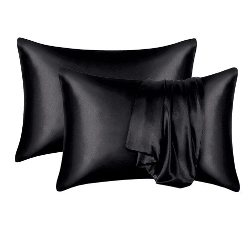 Silk Pillowcases Mediterranean Style Solid Color Pair