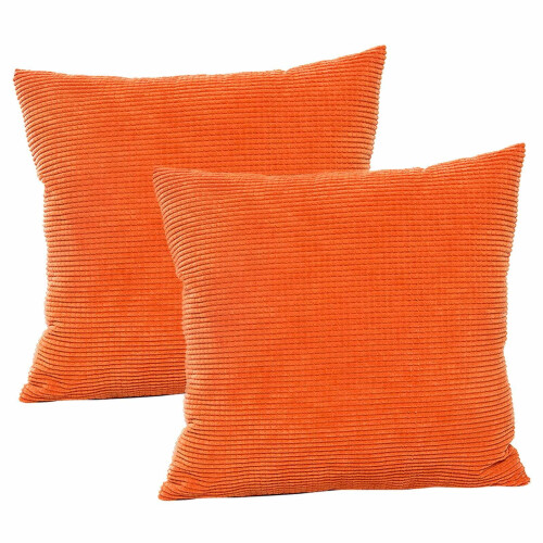 Taie d'oreiller en velours côtelé rayé 45 cm