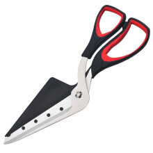 Ciseaux de cuisine en acier inoxydable de qualité alimentaire, 27 cm, noirs et rouges.