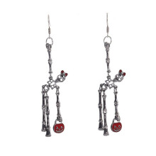 Pendientes colgantes desmontables con forma de calavera, accesorios de Halloween, 1 par.