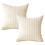 Gestreepte corduroy kussensloop beige 40x40cm set van 2 1