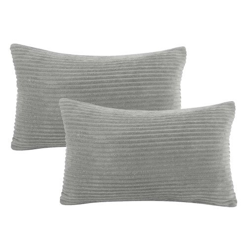 Housse de coussin rectangulaire en velours côtelé à rayures, 30 cm