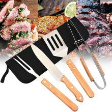 Ensemble barbecue portable en tissu et acier inoxydable, 4 pièces