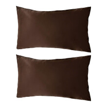 Housse de coussin vintage générique en liquidation, lot de 2 taies d'oreiller en satin de soie imitation soie, couleur chocolat, pour literie