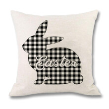 Ensemble de housse de coussin en lin œuf de Pâques lapin 45 x 45 cm