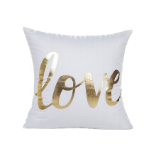 Housse de coussin carrée en forme de cœur, dorée brossée
