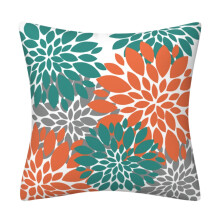 Taie d'oreiller bleue et grise à motif floral pour usage intérieur et extérieur