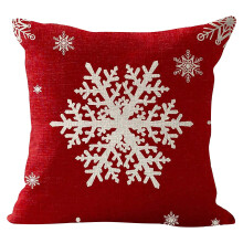 Housse de coussin rouge de Noël 45 x 45 cm, motif flocons de neige et cerf