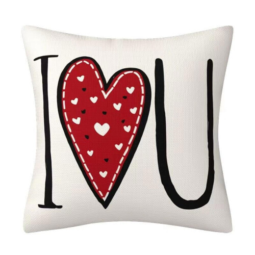 Housse de coussin Saint-Valentin en lin 45 x 45 cm