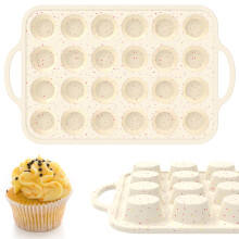 Silikonová forma na mini muffiny s kovovým okrajem, nepřilnavá, 24 šálků