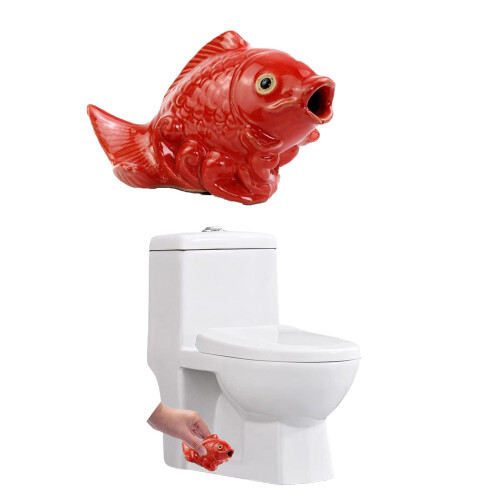 Ceramic Toilet Bolt Covers Koi Design Red 1pc