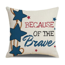 Housse de coussin en lin à motif patriotique américain 45 x 45 cm