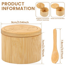 Ensemble de deux salières en bambou avec couvercle magnétique (150 ml)