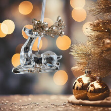 Ornamenti natalizi in cristallo, acrilico color champagne, 6 pezzi