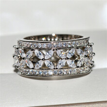 Statement-Ring mit Schmetterlingsmotiv für Damen, breites Band, Marquise-Schliff