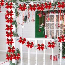 Decorazione natalizia a fiocco in finta canapa con campanellino