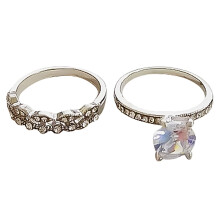 Women's 925 Sterling Silver White Sapphire Ring Set