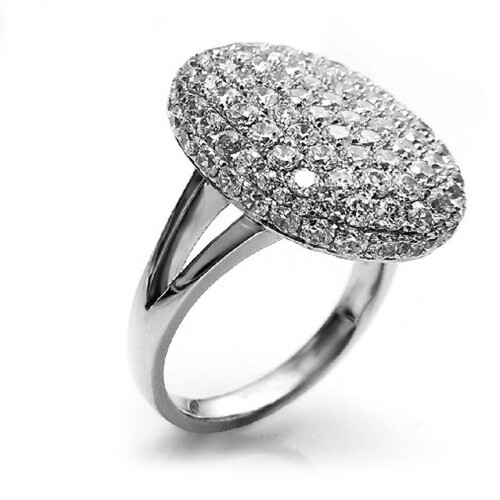 Women's 925 Silver Crystal Ring with Full Diamond Accent