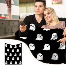 Coperta in flanella reversibile Donemore Halloween fantasma, 50x60 pollici